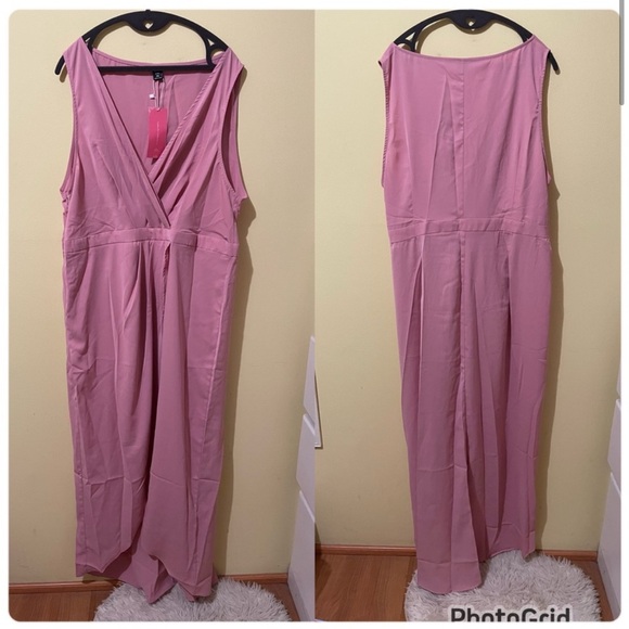 Plus surplice neck tulip hem Dusty Pink sleeveless A line Dress 💫NWT - Picture 3 of 6
